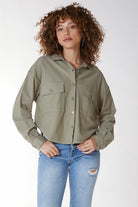 Knit Twill Shirt Jacket - Basil by Bobi — alternate view