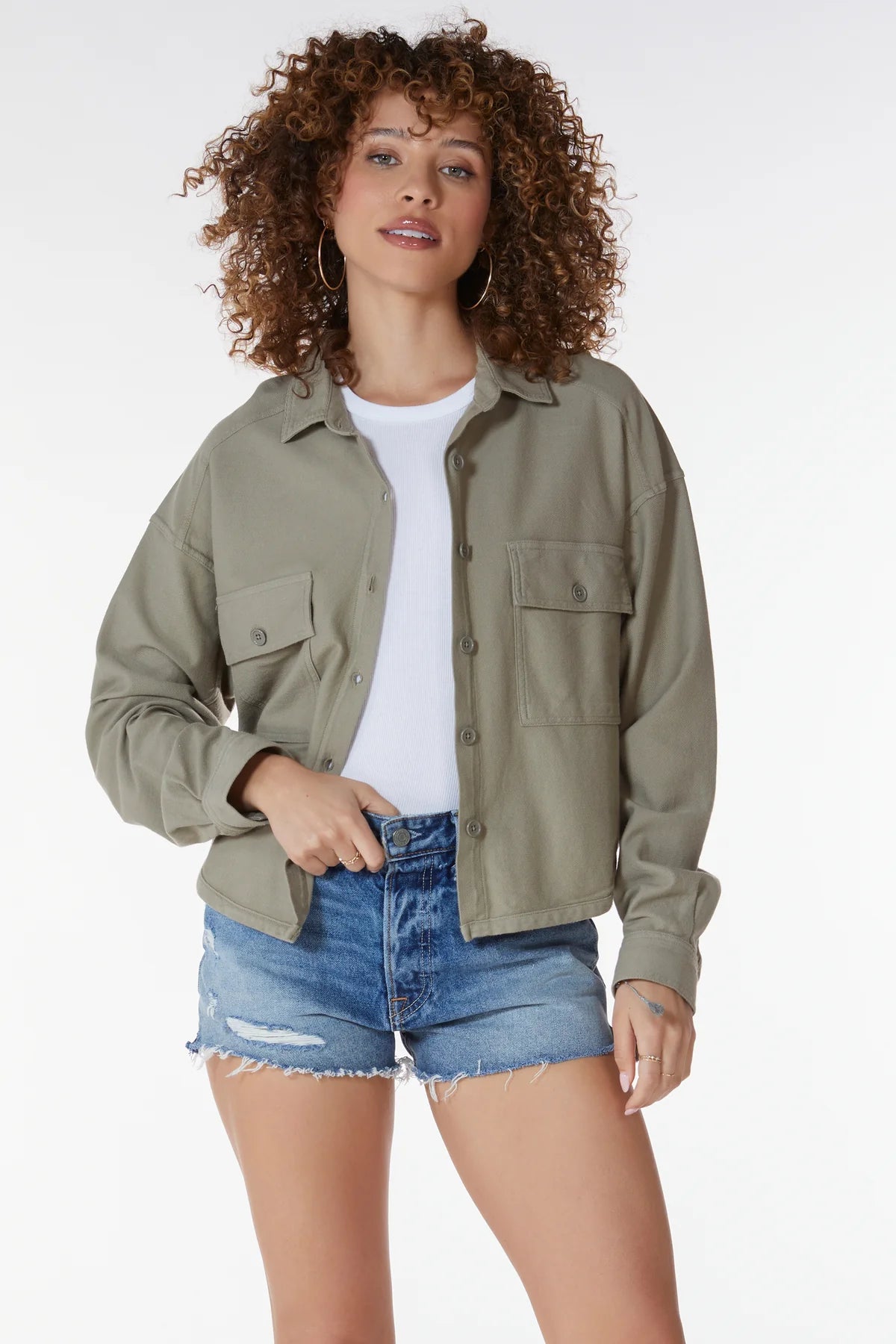 Knit Twill Shirt Jacket - Basil by Bobi | 25 South Boutiques