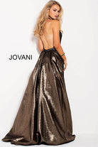 Halter Neck A-Line Gown - Gold/Silver by Jovani — alternate view
