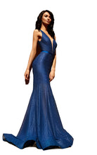 Plunge Sequin Mermaid Gown - Royal by Nicole Bakti | 25 South Boutiques
