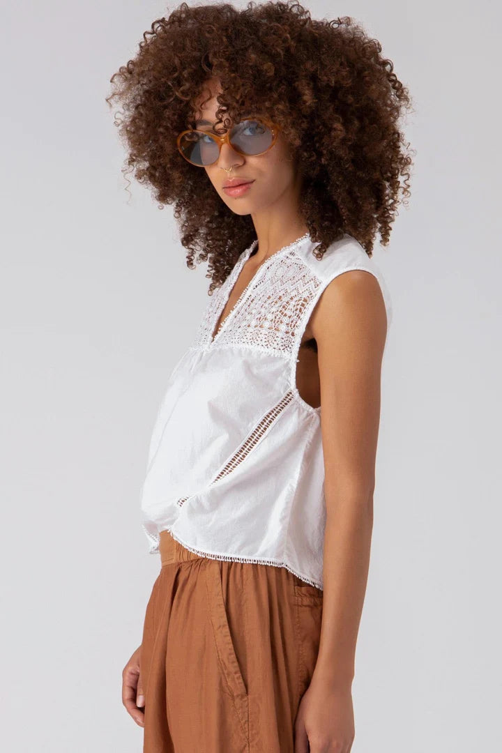 Alexandria Sleeveless Top - White by Burning Torch — alternate view