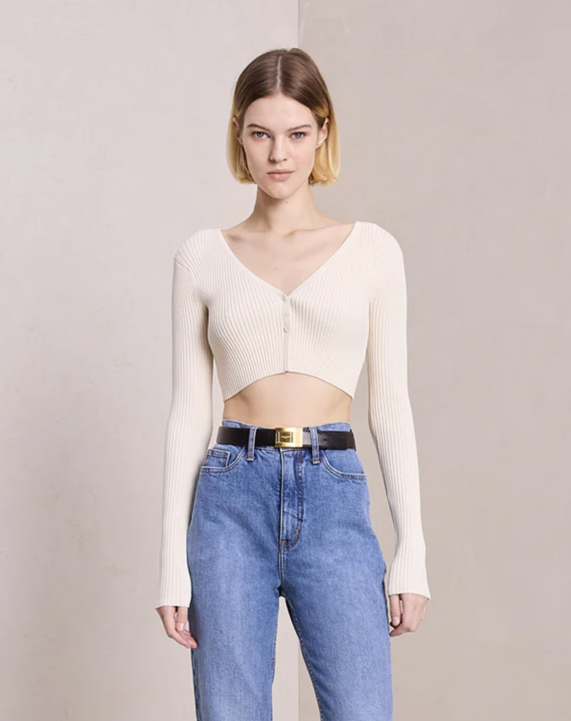 Hallie Rib Knit Cardigan - Oatmilk by A.L.C | 25 South Boutiques