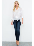 Cargo Pocket Tie Front Top - Optic White by Maven West — alternate view