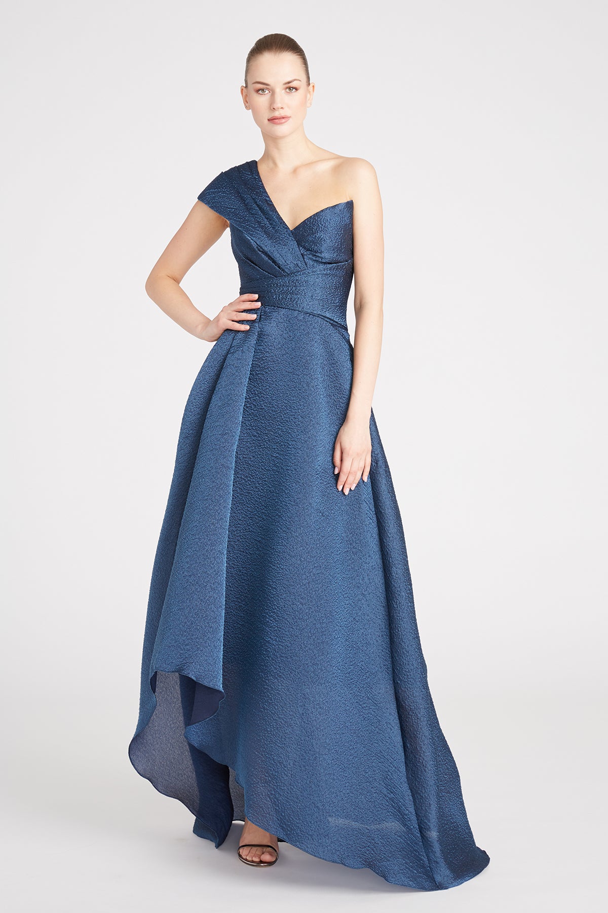 Edith High Low A Line Gown - Nautical Navy by Theia | 25 South Boutiques