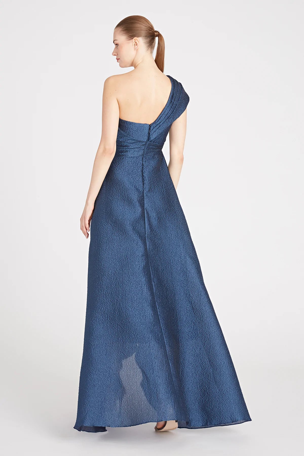 Edith High Low A Line Gown - Nautical Navy by Theia — alternate view