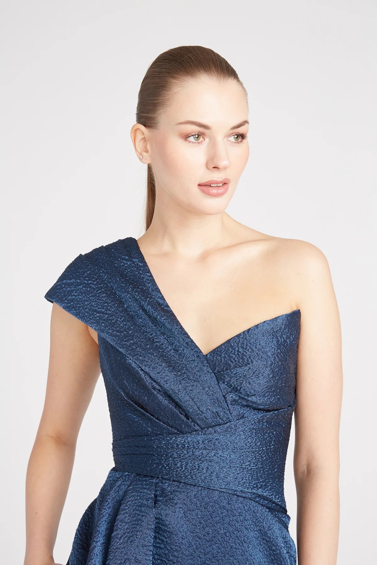 Edith High Low A Line Gown - Nautical Navy by Theia — view 4
