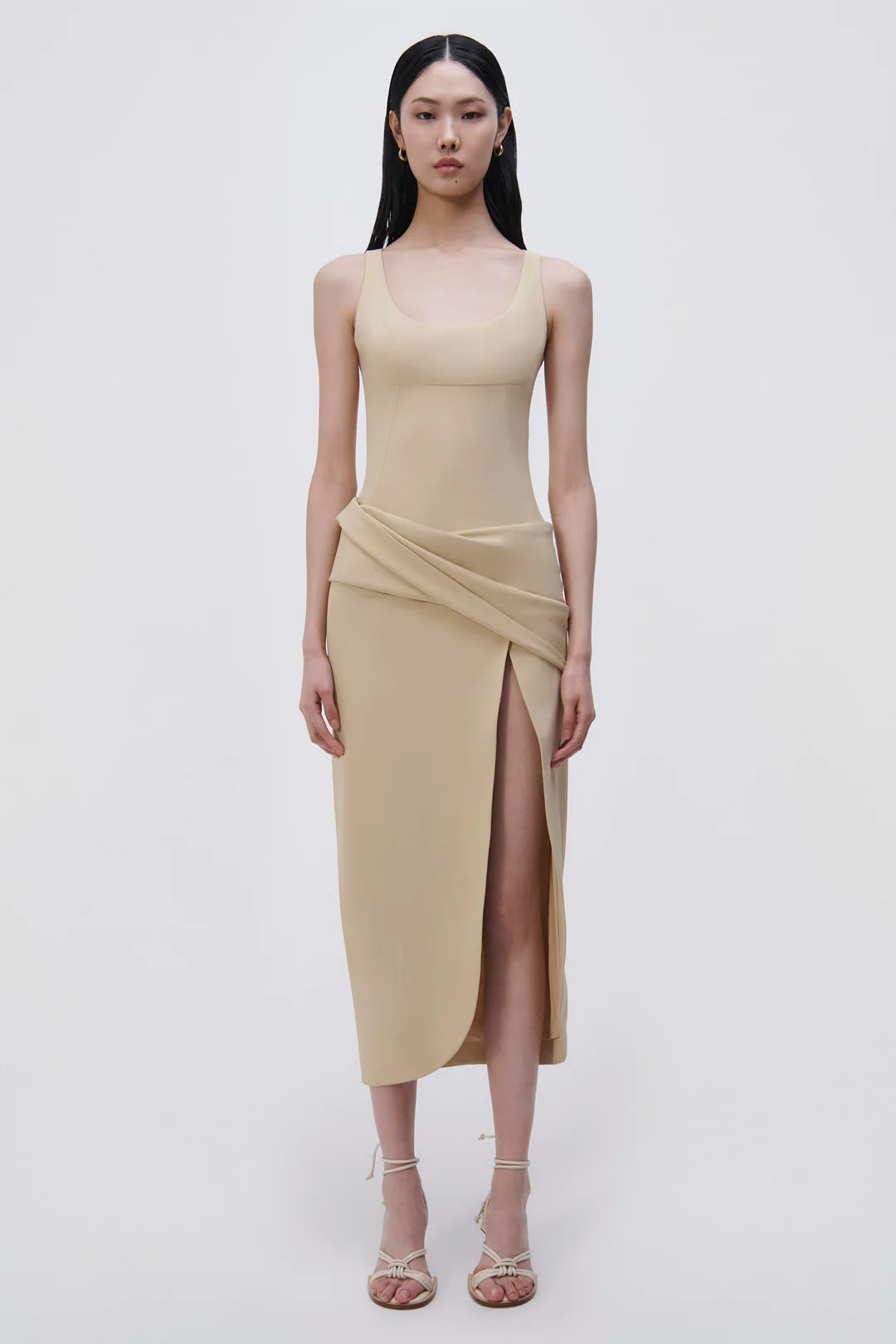 Angeline Draped Midi Dress - Dried Pineapple by Jonathan Simkhai | 25 South Boutiques