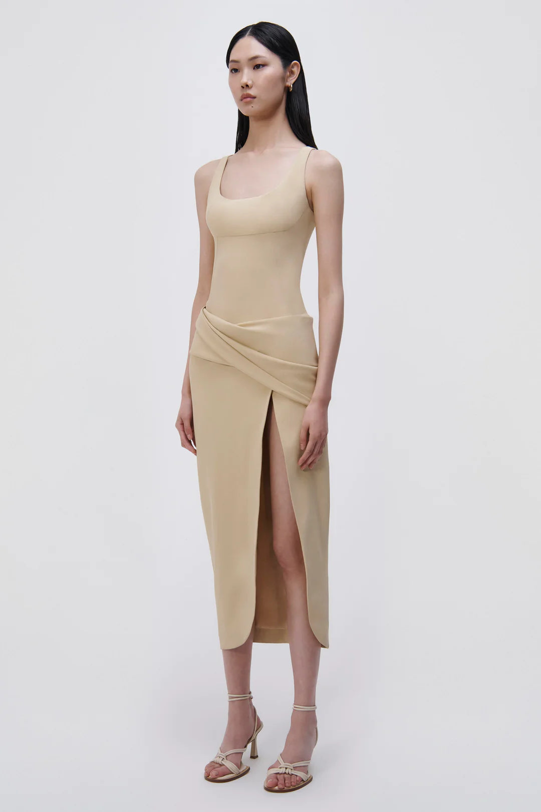 Angeline Draped Midi Dress - Dried Pineapple by Jonathan Simkhai — view 4