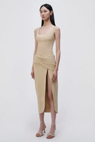 Angeline Draped Midi Dress - Dried Pineapple by Jonathan Simkhai — view 4