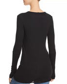Cashmere Fitted Cuffed V Neck Sweater - Black by Enza Costa — alternate view