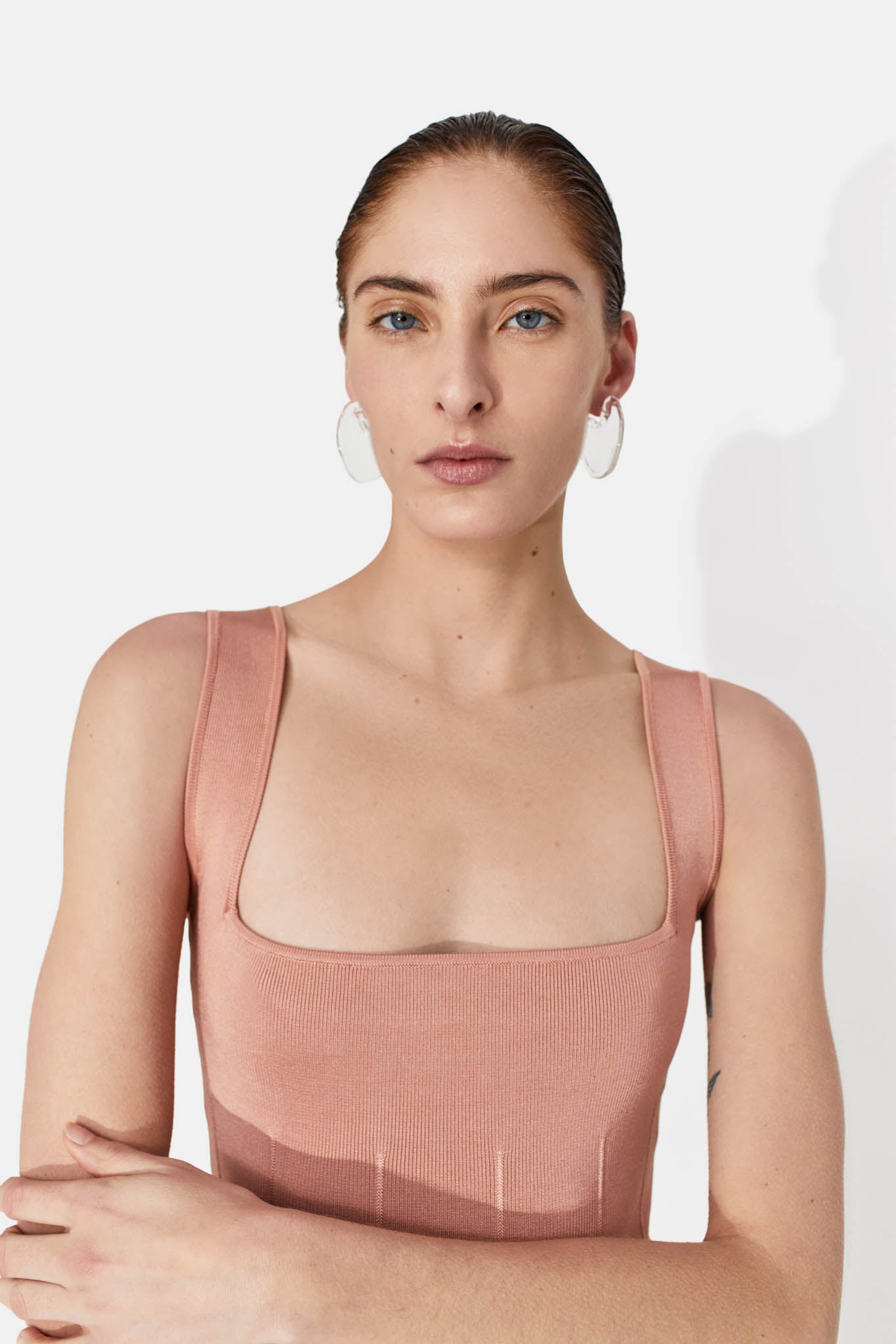 High Shine Atalanta Dress - Blush by Galvan London — view 4