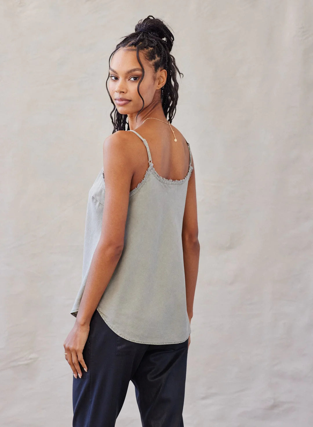 Frayed Edge Camisole - Soft Army by Bella Dahl — alternate view