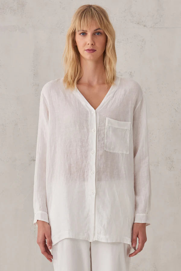 Linen Pocket Shirt - White by Transit Par-Such | 25 South Boutiques