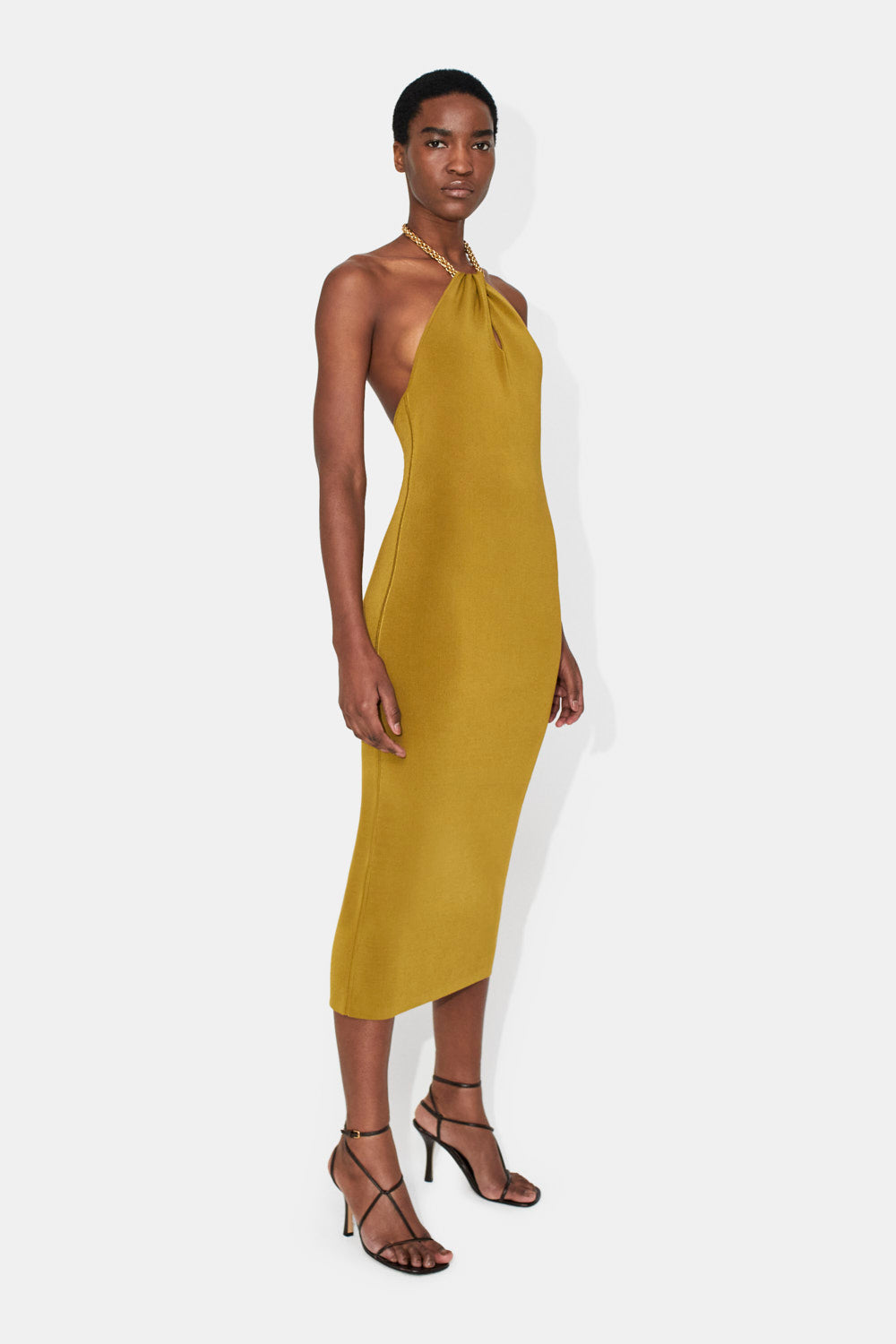 Cleopatra Dress - Olive by Galvan London — view 3