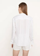 Drapey Stripe Band Collar Shirt - Optic White by Vince — view 3