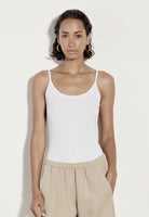 Stretch Silk Knit Rib Essential Tank - White by Enza Costa | 25 South Boutiques
