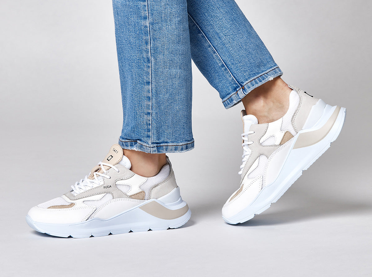 Fuga Mesh Sneakers - White Cuoio by D.A.T.E. — view 7