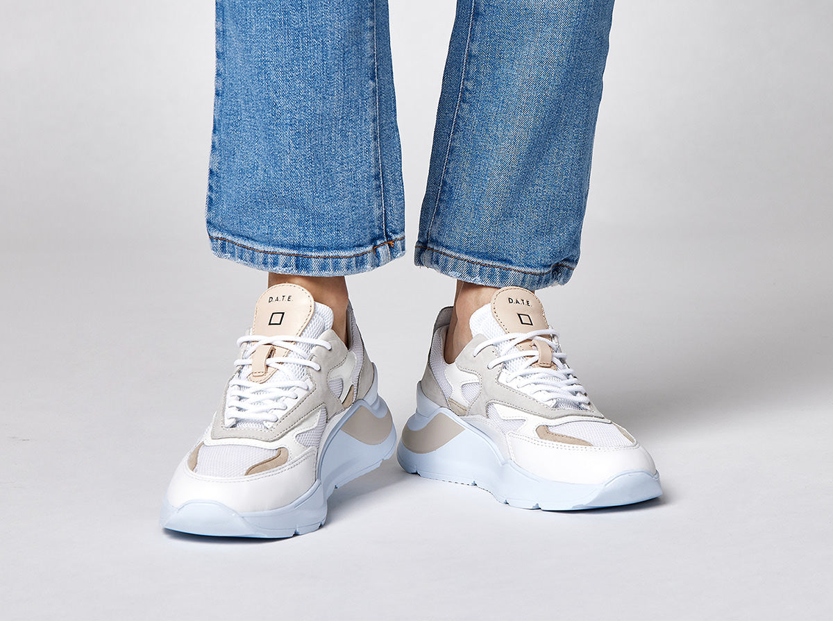 Fuga Mesh Sneakers - White Cuoio by D.A.T.E. — view 8