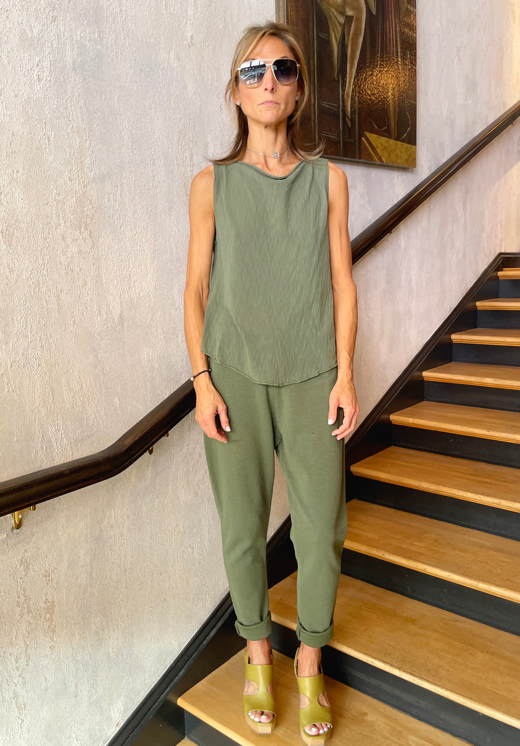 Shot Cotton Knitted Top - Green by Transit Par-Such — view 3