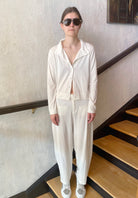 Boxy Fit Cotton Jersey Jacket - Ivory by Transit Par-Such — alternate view