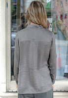 Stretch Satin Silk Shirt - Mud by Transit Par-Such — view 5