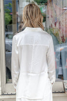 Stretch Satin Silk Shirt - Off White by Transit Par-Such — view 7