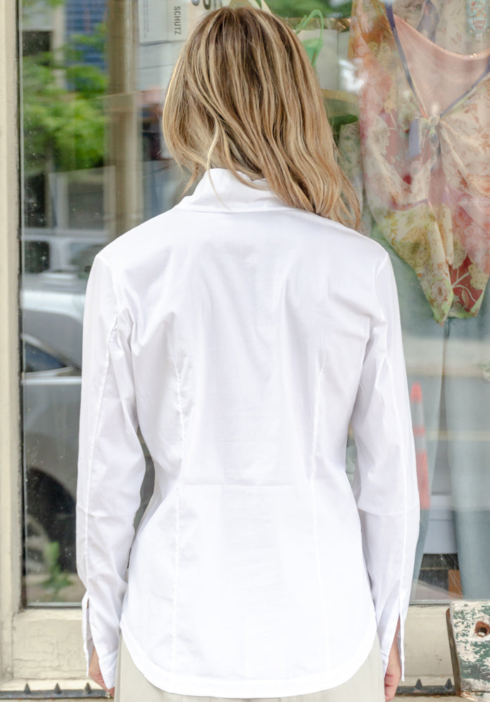 Strech Cotton High Neck Shirt - White by Transit Par-Such — view 6