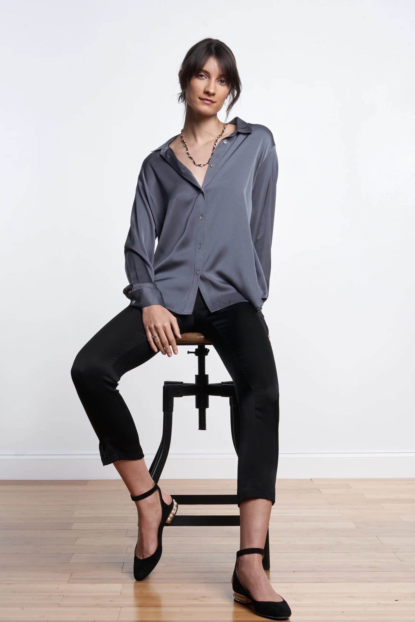 Havana Silk Pants - Black by Nouvelle — view 3