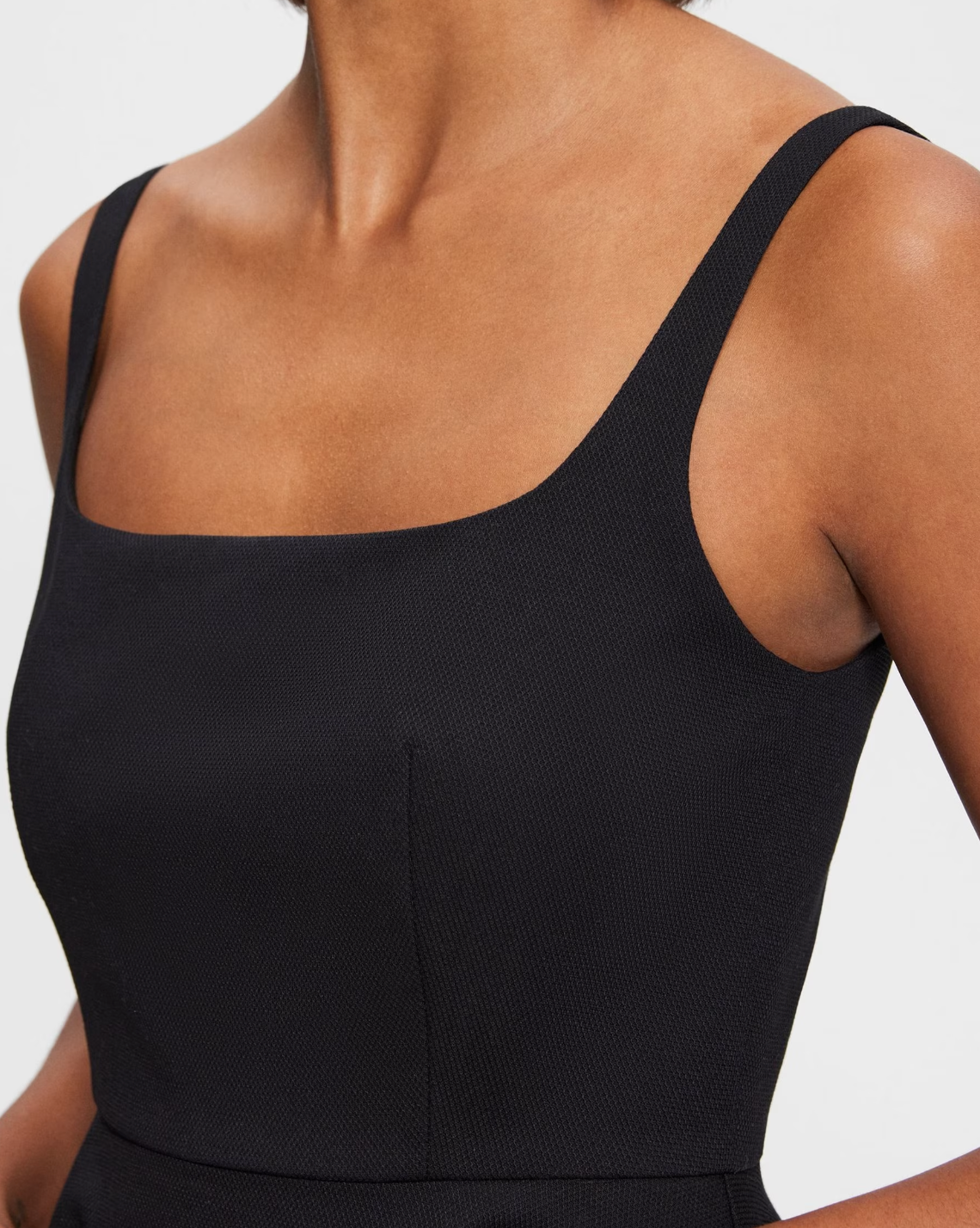 Flared Mini Dress in Cotton Piqué - Black by Theory — view 3