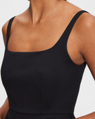 Flared Mini Dress in Cotton Piqué - Black by Theory — view 3