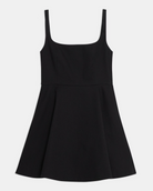 Flared Mini Dress in Cotton Piqué - Black by Theory — view 5
