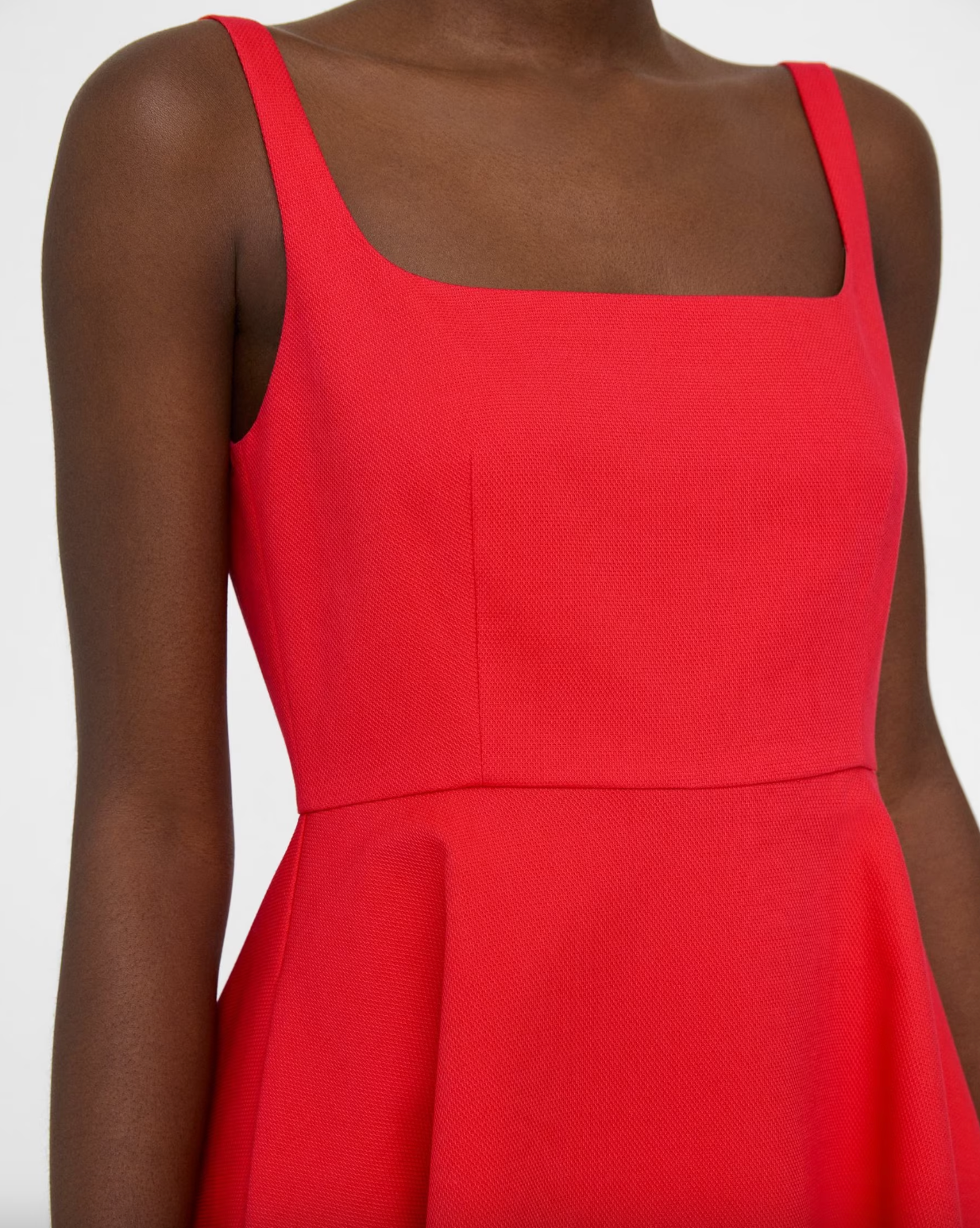 Flared Mini Dress in Cotton Piqué - Grenadine by Theory — view 3