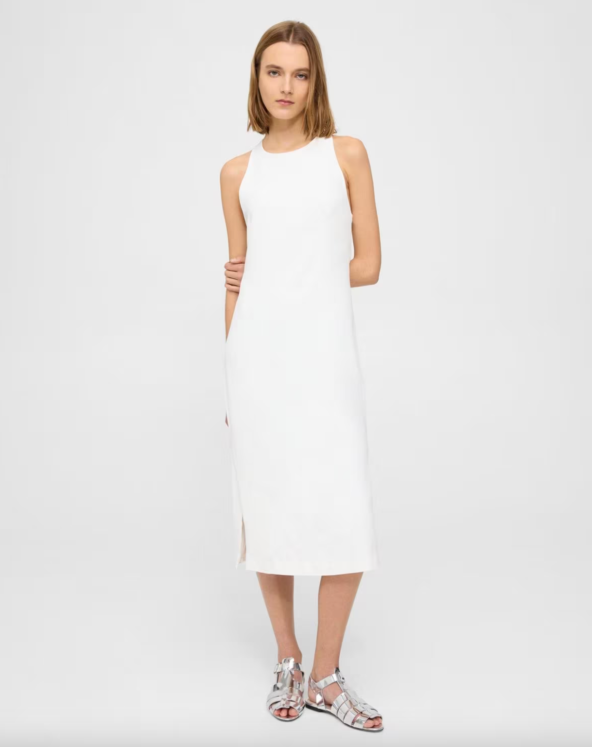 Viscose Cross-Back Sheath Dress - White by Theory — view 3