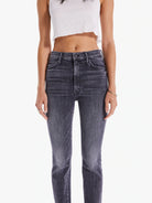 High Waisted Rascal Ankle Step Fray - Night Garden by MOTHER — view 4