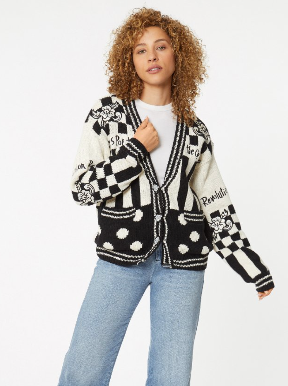 Pop Revolution Cardigan - Black / White by NO! Jeans | 25 South Boutiques
