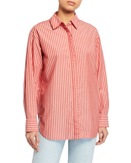 Alina Button Down Shirt - Red Stripe by Rag & Bone — view 3