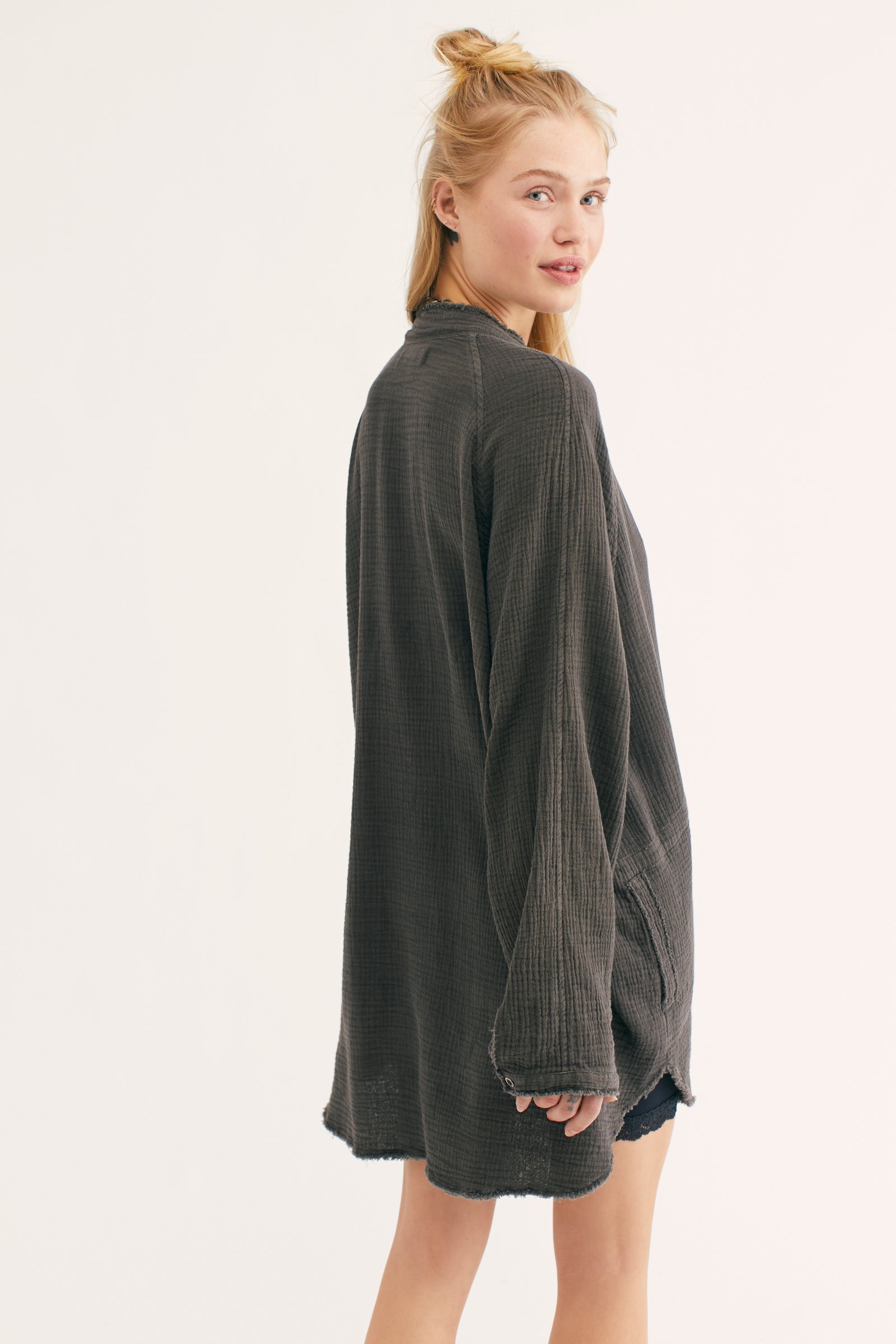 Summer Daydream Button Down - Washed Black by Free People — alternate view