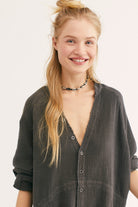 Summer Daydream Button Down - Washed Black by Free People — view 3