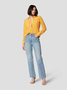 Slim Signature Silk Shirt - Apricot Orange by Equipment — view 3