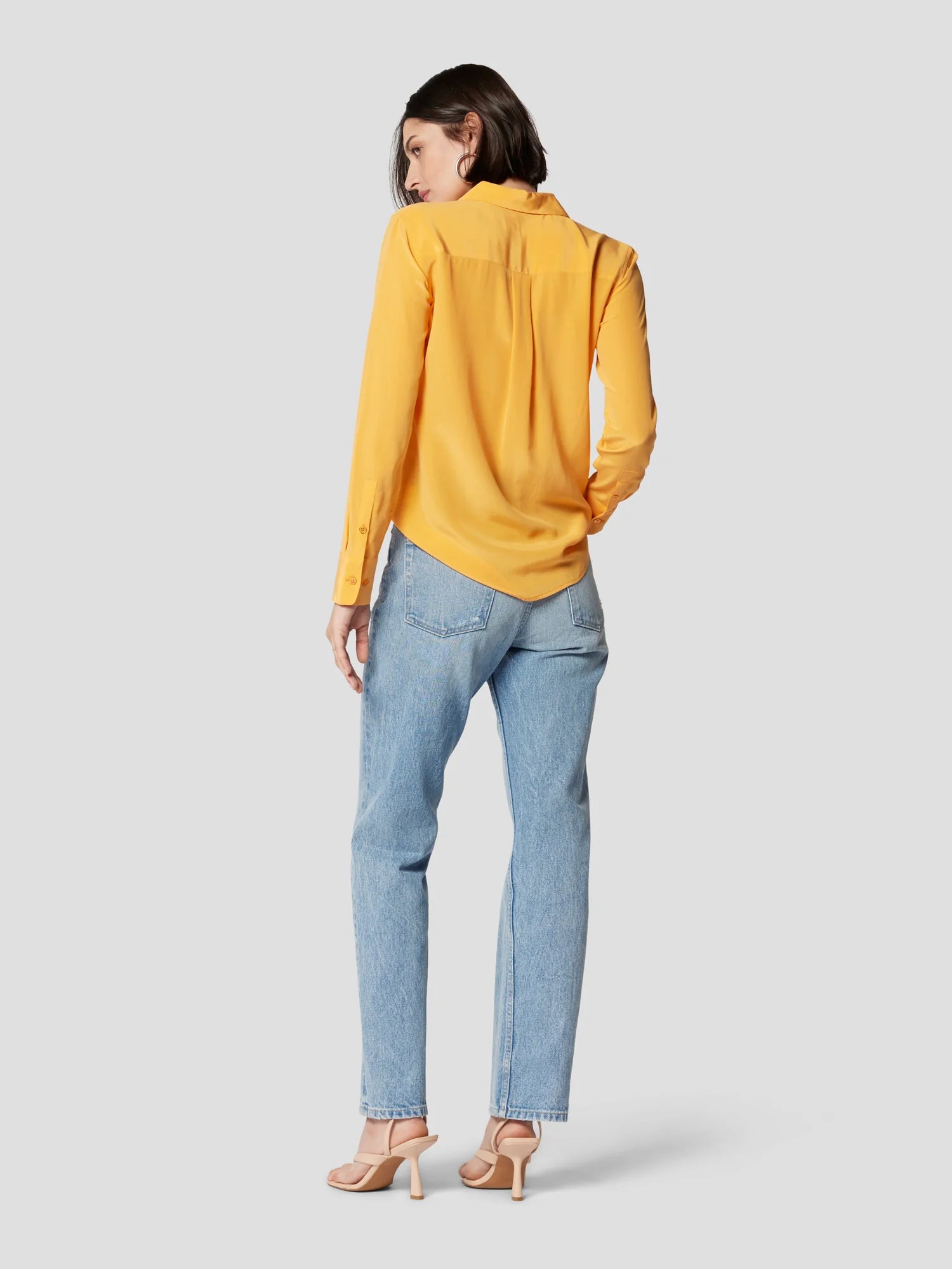 Slim Signature Silk Shirt - Apricot Orange by Equipment — view 6