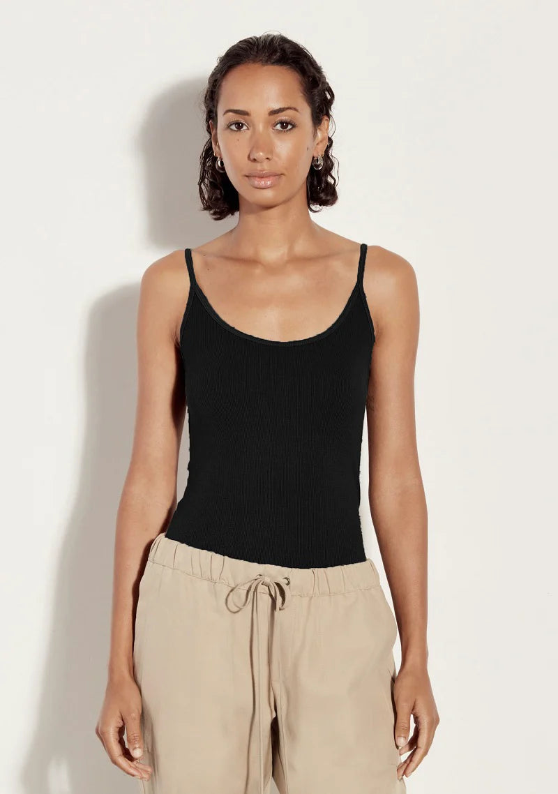 Stretch Silk Knit Rib Essential Tank - Black by Enza Costa | 25 South Boutiques