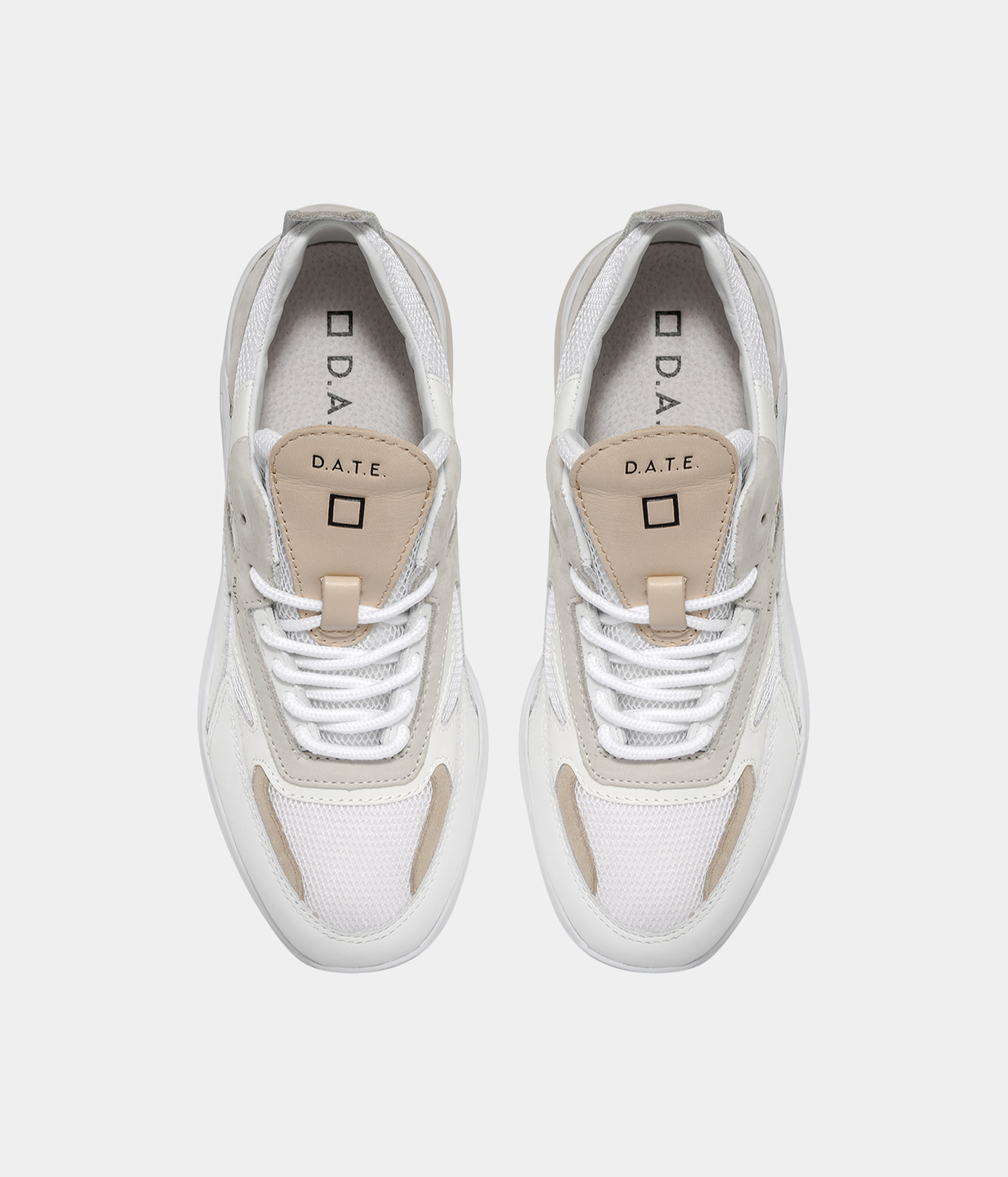 Fuga Mesh Sneakers - White Cuoio by D.A.T.E. — view 3