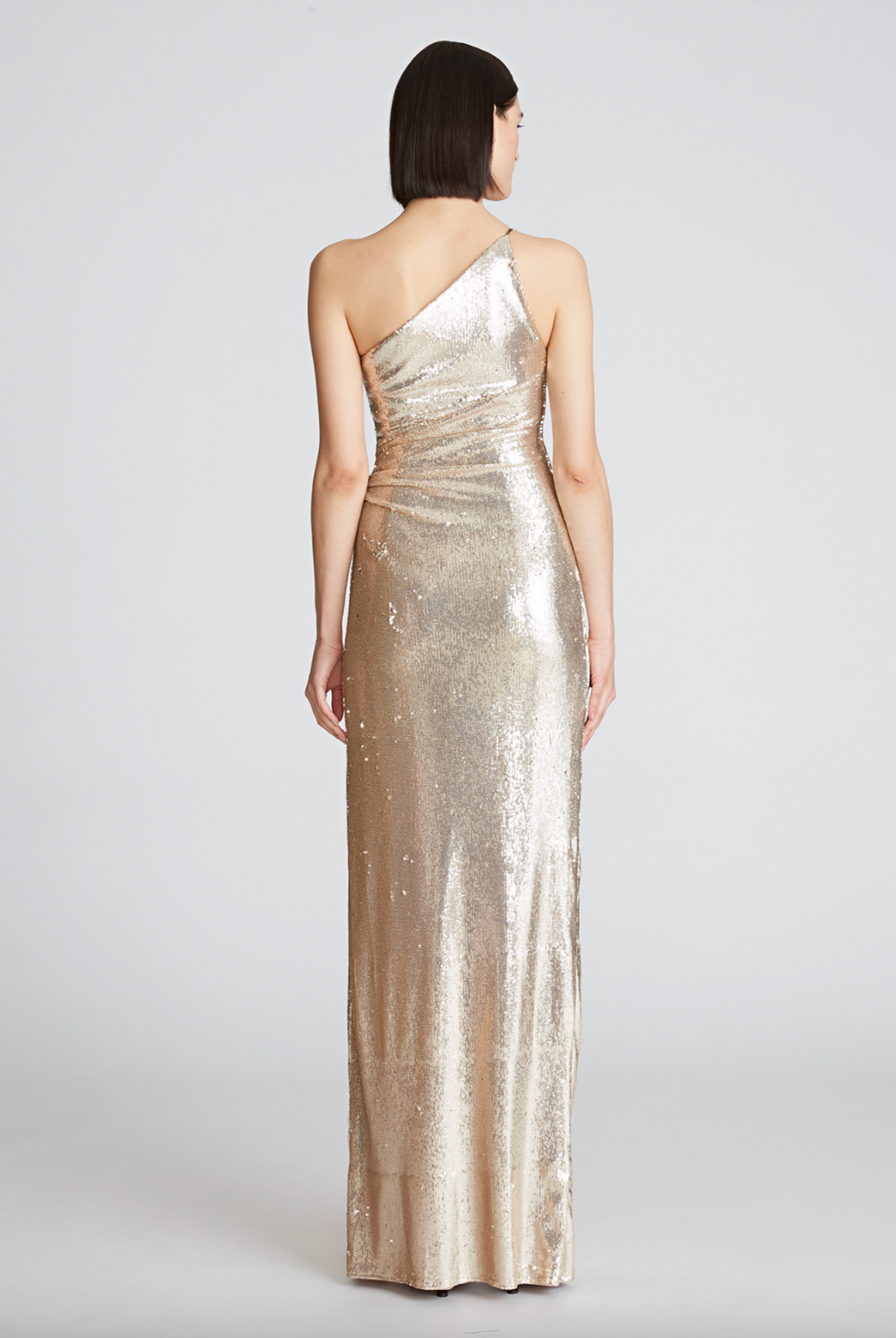 Adriana One Shoulder Gown - Champagne by Halston — alternate view