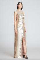 Adriana One Shoulder Gown - Champagne by Halston — view 3