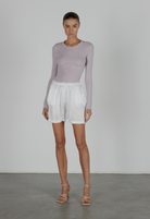 Satin Bermuda Shorts - White by Enza Costa | 25 South Boutiques