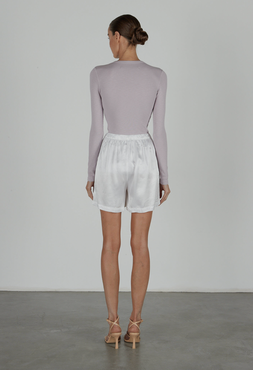 Satin Bermuda Shorts - White by Enza Costa — alternate view