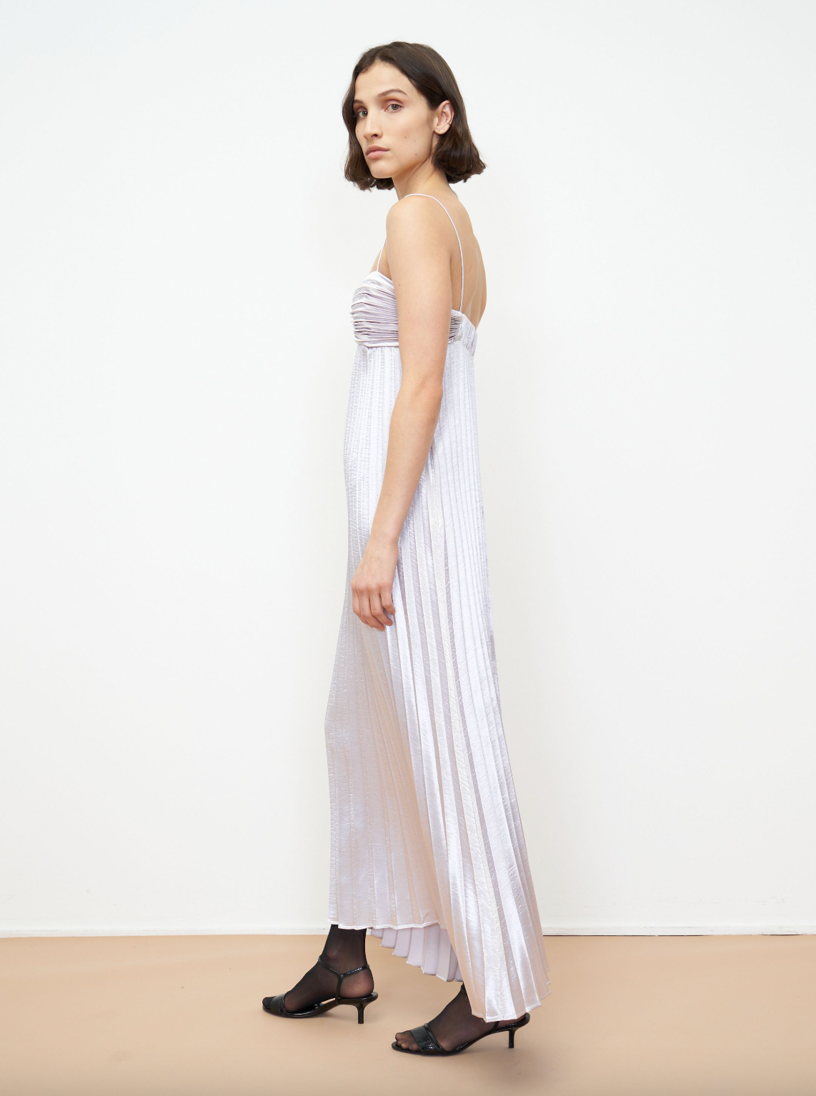 Lamé Pleated Dress - Silver by Rebecca Taylor — view 3