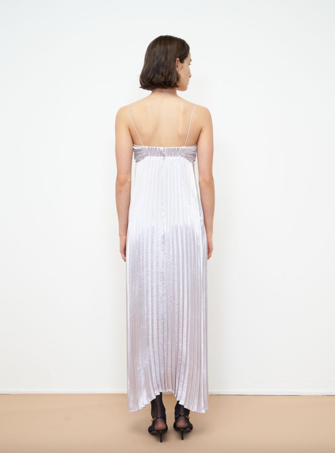 Lamé Pleated Dress - Silver by Rebecca Taylor — view 4