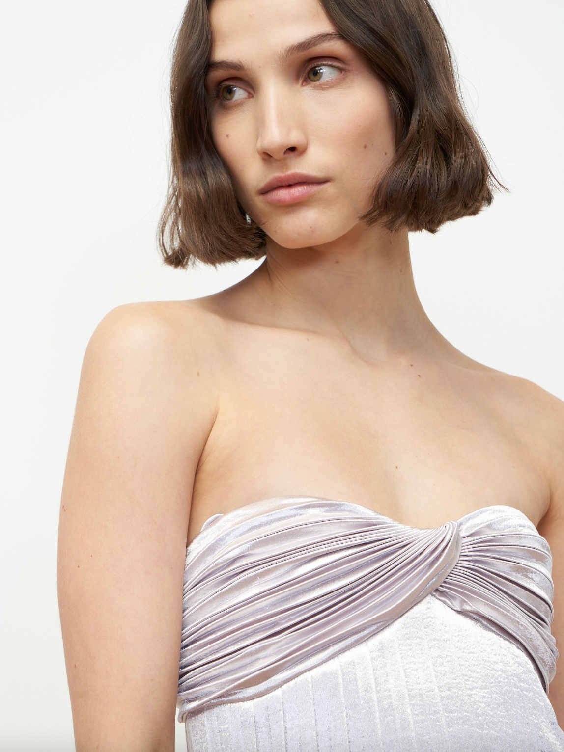 Lamé Pleated Dress - Silver by Rebecca Taylor — view 5