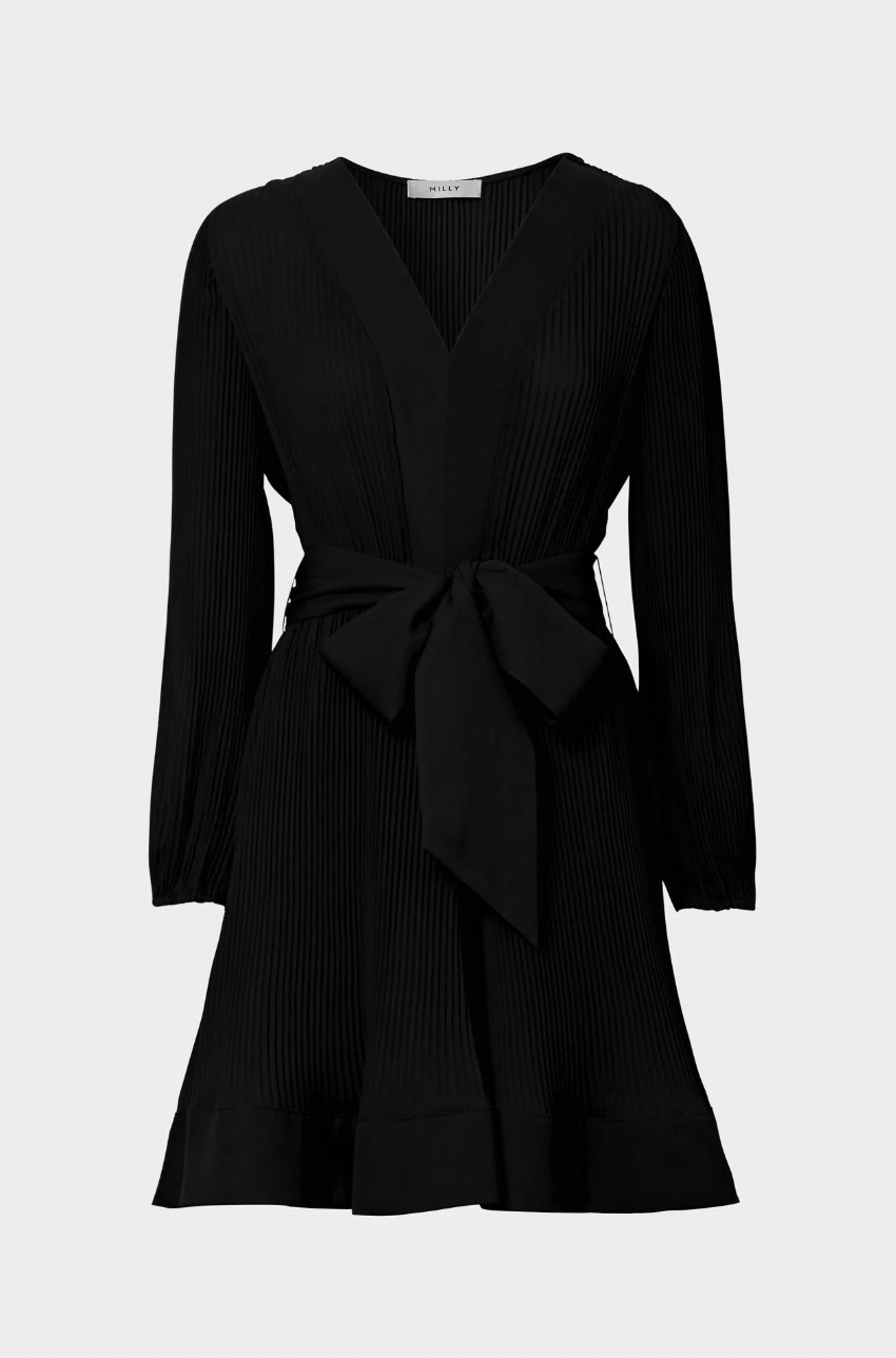 Liv Pleated Dress - Black by Milly — alternate view
